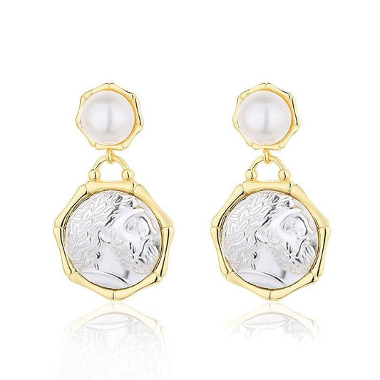 Boucles d'oreilles pièce de monnaie grecque Zeus E1021