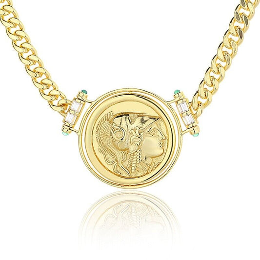 Collier de pièces de monnaie grecques Athéna N1009