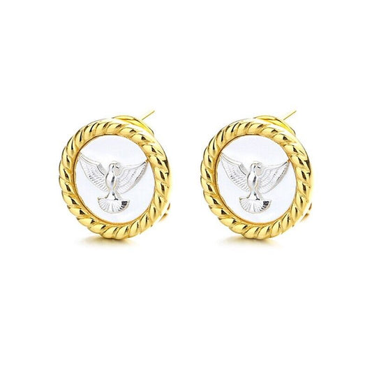 Boucles d'oreilles en forme de pièce de monnaie romaine, aigle de mer, E1022