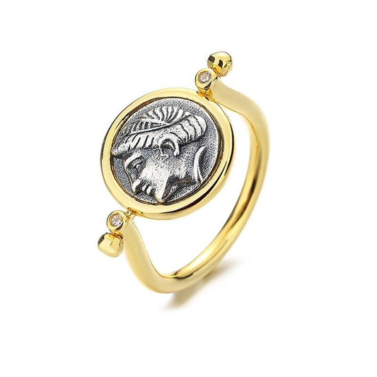 Bague de pièce de monnaie grecque Aphrodite R1039