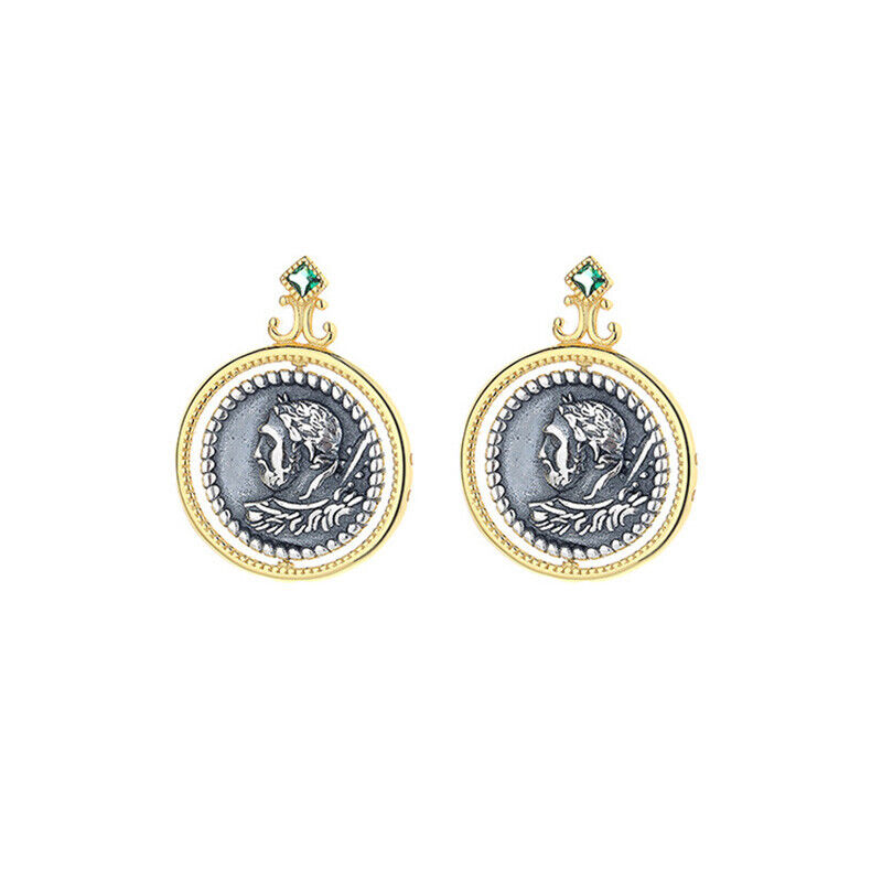 Boucles d'oreilles pièces de monnaie romaines rotatives E1066