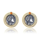 Boucles d'oreilles en pièces de monnaie grecques Apollo E1013