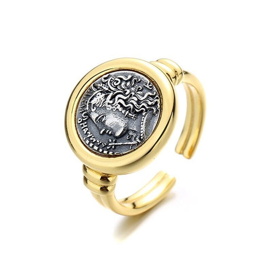 Bague de pièce de monnaie réplique grecque Demeter R1034