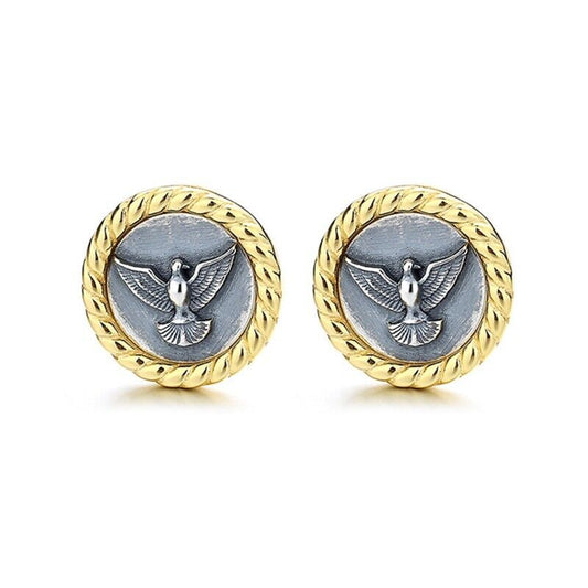 Boucles d'oreilles en pièces de monnaie grecques, aigle de mer, E1040