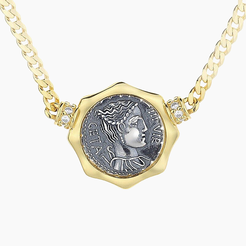 Collier réplique de pièce de monnaie romaine Diana N1017