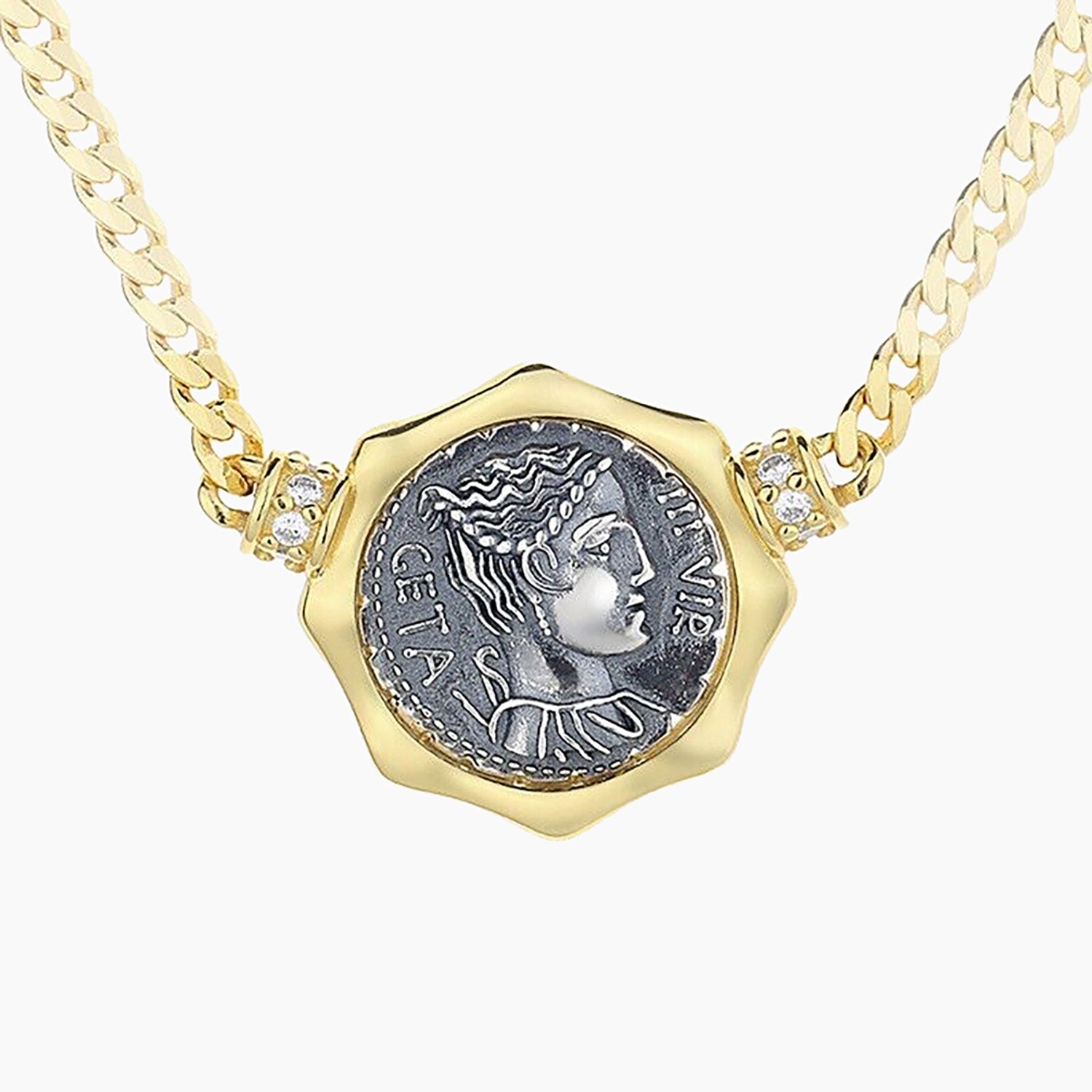 Collier réplique de pièce de monnaie romaine Diana N1017