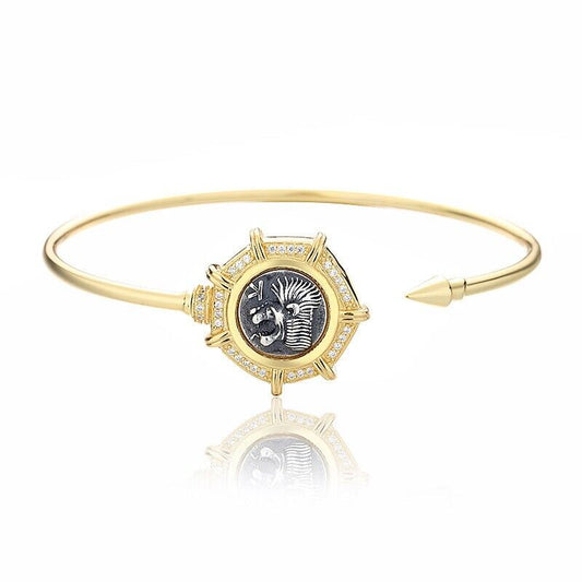 Bracelet jonc lion rugissant D1009