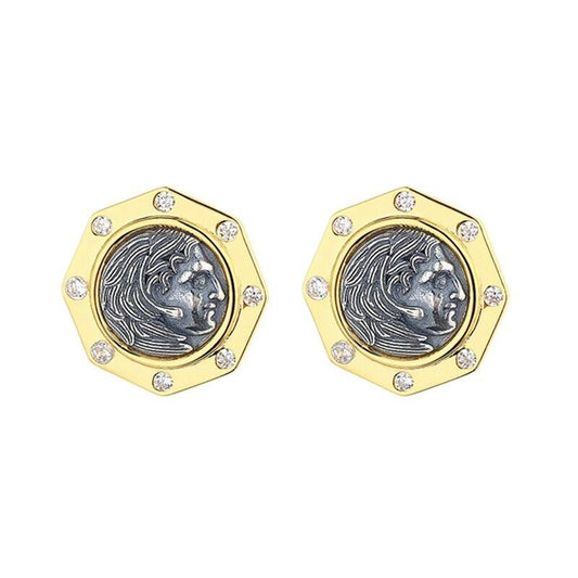 Boucles d’oreilles Hercules en pièces de monnaie grecques E1038