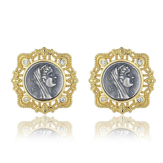 Boucles d'oreilles en pièces de monnaie grecques Arsinoe II E1000