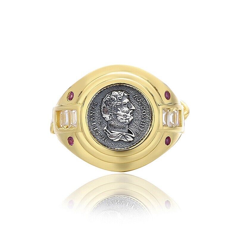 Bague de réplique de pièce de monnaie romaine d'Hadrien R1015