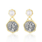 Boucles d'oreilles pièce de monnaie grecque Zeus E1021B