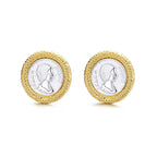 Boucles d'oreilles en pièces de monnaie grecques Poséidon E1055