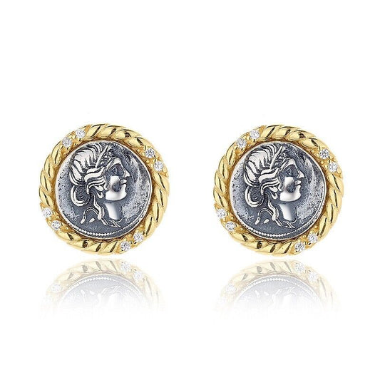 Boucles d'oreilles en pièces de monnaie romaines Jules César E1023