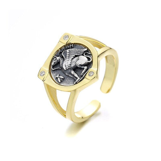 Griffin Hercules Bague de pièce de monnaie grecque R1053