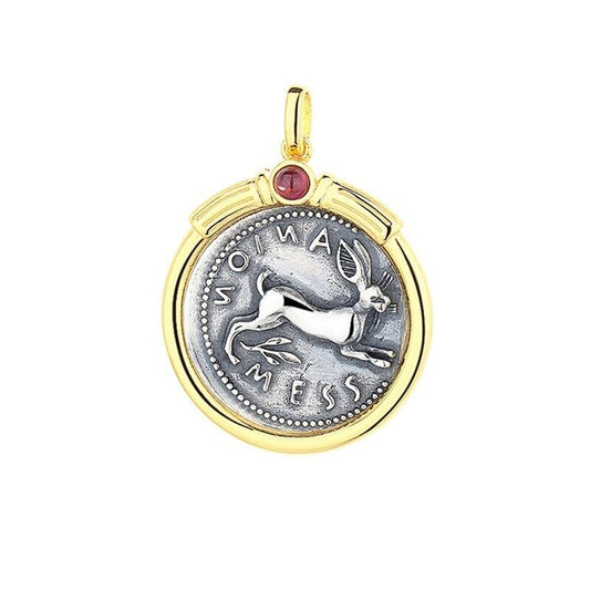 Pendentif pièce de monnaie grecque lapin de Sicile N1000