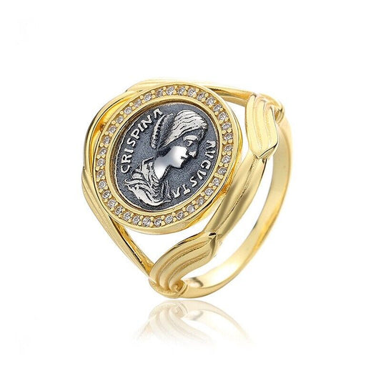 Bague pièce de monnaie grecque Halo Crispina R1010