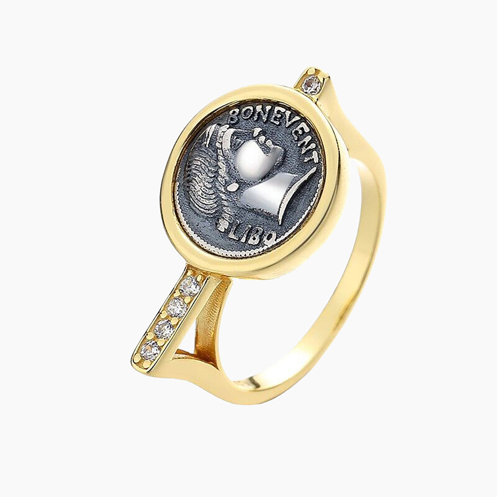 Bague réplique de pièce de monnaie romaine R1031