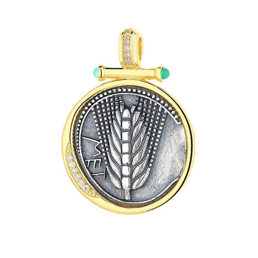 Pendentif pièce de monnaie romaine oreille de blé N1021
