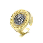 Bague grecque Hélios avec pièce de monnaie romaine R1018