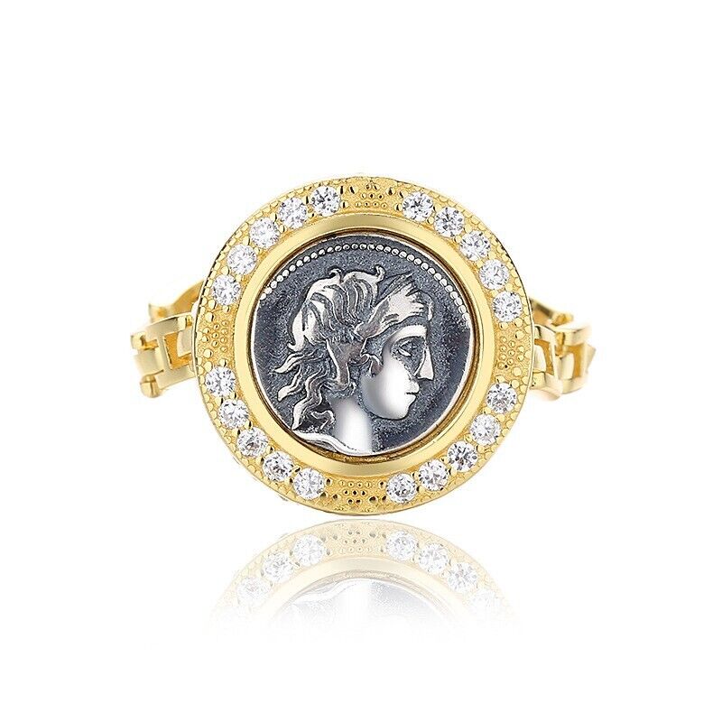 Bague réplique de pièce de monnaie romaine Apollo R1013