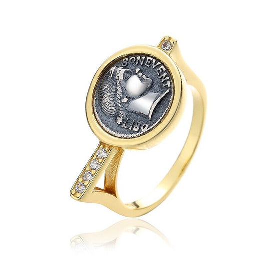 Bague réplique de pièce de monnaie romaine R1031