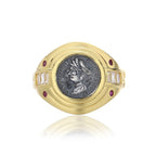 Bague à chaîne épaisse avec pièce de monnaie romaine Sabina R1045