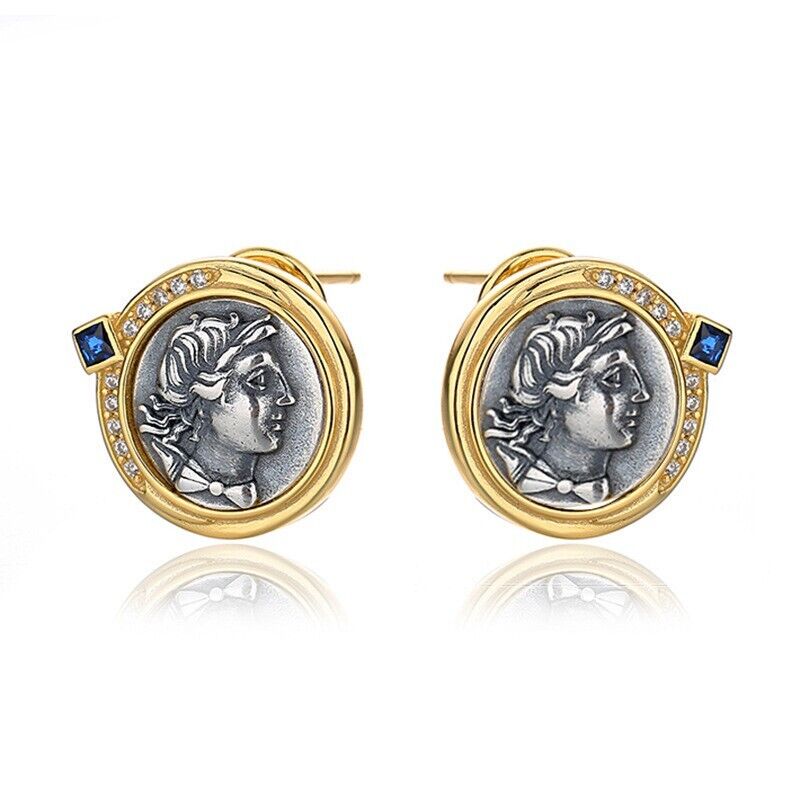 Boucles d'oreilles en pièces de monnaie grecques Artemis E1041