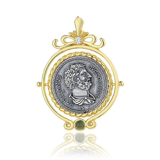 Pendentif pièce romaine rotative Hadrien N1027