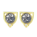 Boucles d'oreilles en pièces de monnaie grecques Athena Shield E1075
