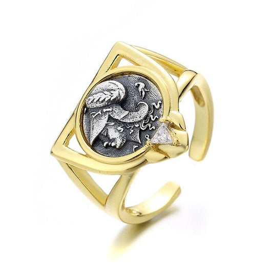 Bague de pièce de monnaie grecque Athena Shield R1054