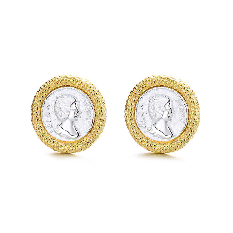 Boucles d'oreilles en pièces de monnaie grecques Poséidon E1055