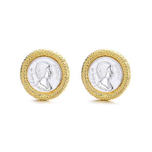 Boucles d'oreilles en pièces de monnaie grecques Poséidon E1055