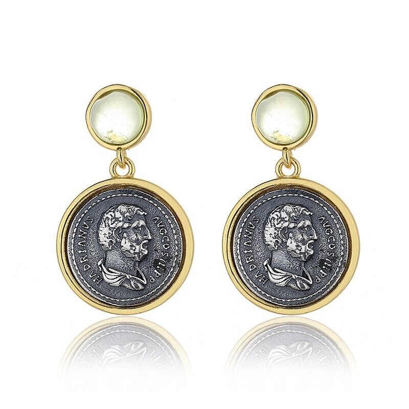 Boucles d'oreilles pièce de monnaie romaine d'Hadrien E1027