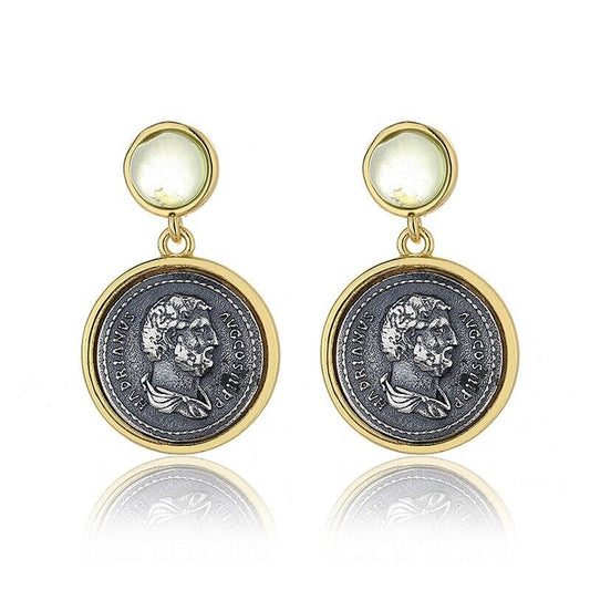 Boucles d'oreilles pièce de monnaie romaine d'Hadrien E1027