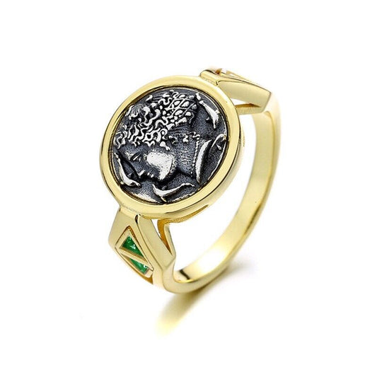 Bague de pièce de monnaie antique grecque Arethusa R1048