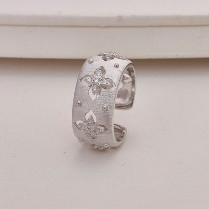 Bague florale trèfles soyeux CZ 5719