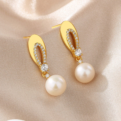 Boucles d'oreilles ovales en perles d'eau douce PE1009
