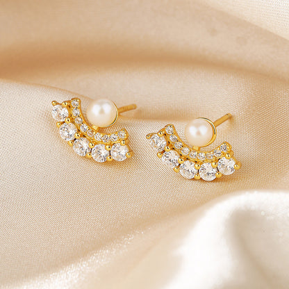 Boucles d'oreilles éventail en perles d'eau douce PE1053