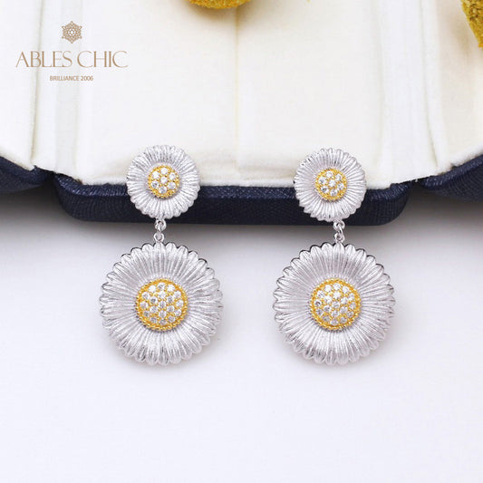 Boucles d'oreilles pendantes marguerite soyeuse 5301