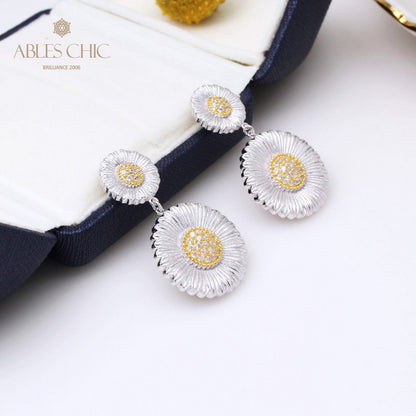 Boucles d'oreilles pendantes marguerite soyeuse 5301