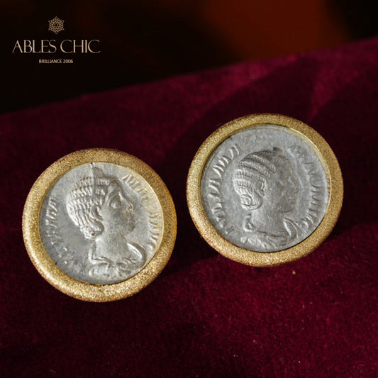 Boucles d’oreilles médaillon déesse byzantine