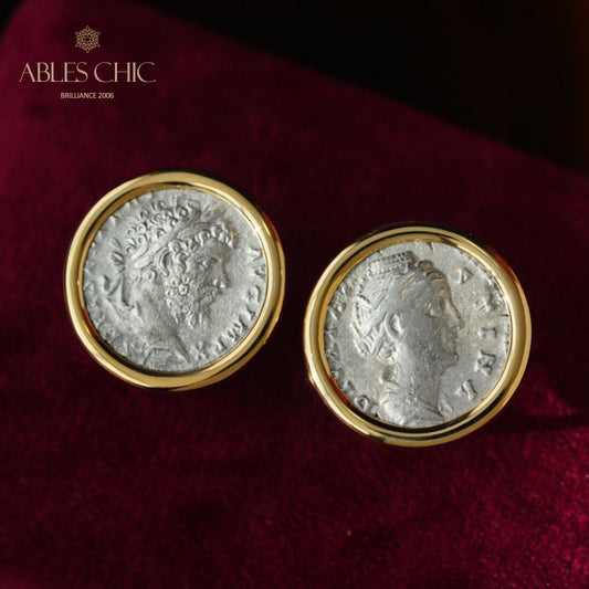 Boucles d’oreilles médaillon de lire byzantine
