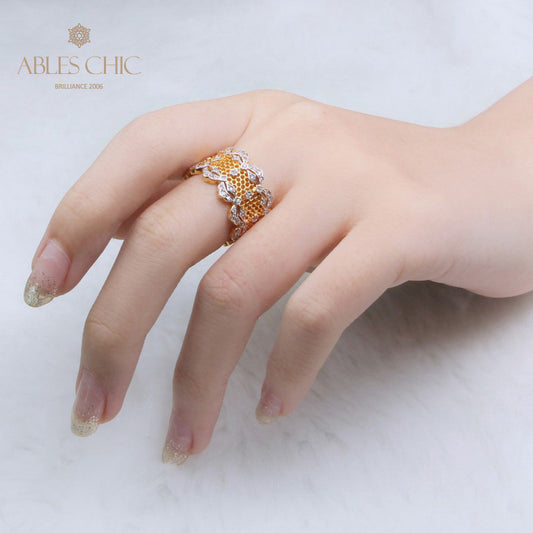 Bague Aérée en Dentelle Pétales de Rose 5447