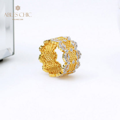 Bague Aérée en Dentelle Pétales de Rose 5447