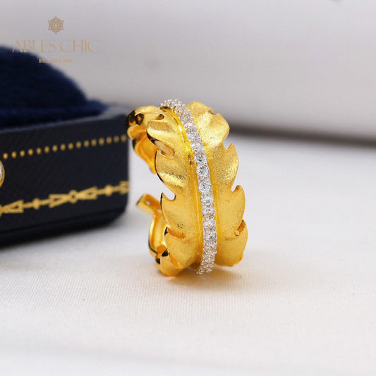 Bague Brossée Motif Feuille 5480