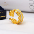 Bague Brossée Motif Feuille 5480