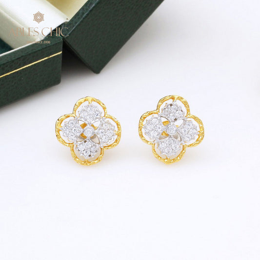 Boucles d'oreilles à tige florales prune 5400