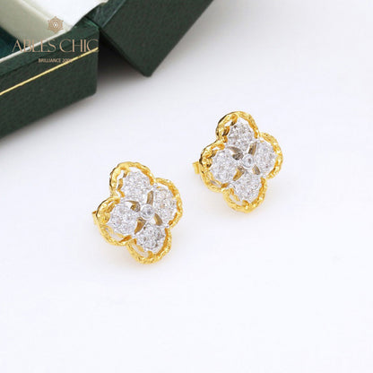 Boucles d'oreilles à tige florales prune 5400