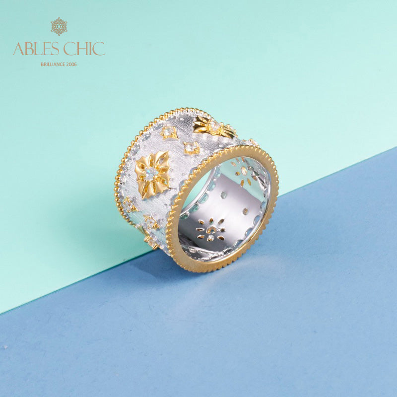 Bague florale riche en étoiles soyeuses 5001