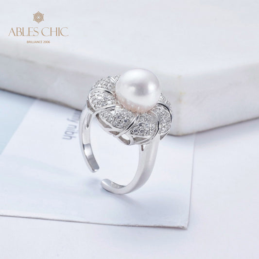 Bague florale en perles d'Akoya 5783
